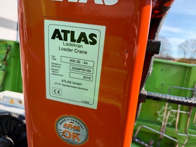 Třístranný sklápěč SCANIA G450 Kipper Kran Atlas 206.3E AHK Bordmatic FUNK