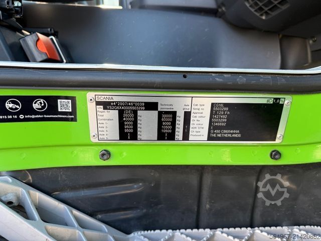 Třístranný sklápěč SCANIA G450 Kipper Kran Atlas 206.3E AHK Bordmatic FUNK