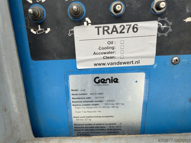GENIE S-45 teleskopbom-lift / bomlift 4x4 DEUTZ DIESEL 5532 timer 15,7 m arbejdshøjde 2014 GENIE S-45 Telescoop hoogwerker / boomlift  4x4 DEUTZ DIESEL 5532uur 15,7M Werkhoogte 2014