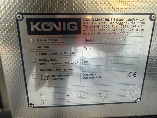 Kopfmaschine, Teigteil und Schleifmaschine könig mini Rex futura 4000
