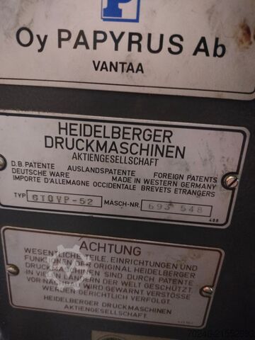 Offset printing press Heidelberg GTOVP 52