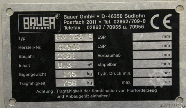 Kiepbak als hijskip Bauer hydraulisch kippbar