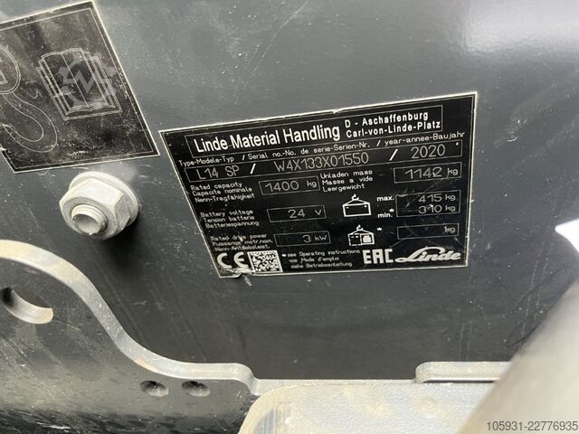 Stand-on gaffeltruck Linde L14SP