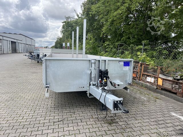 Open aanhangwagen Möslein THT 11- G 6,2  Tandem Pritsche- Tieflader mit Rungentaschen