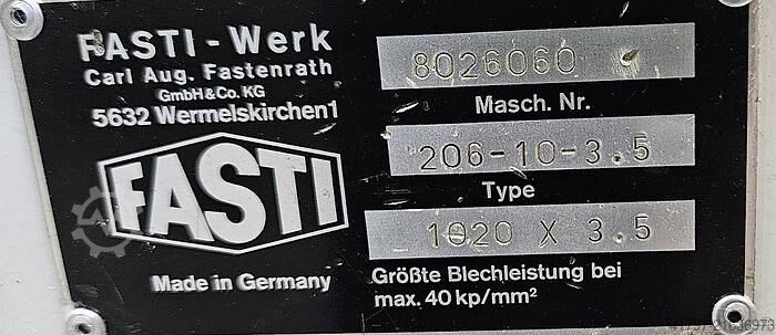 Zwenkbuigmachine Fasti 206-10-3,5 Fasti 206-10-3,5