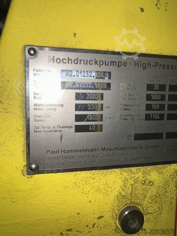 Getto d'acqua ad alta pressione Hammelmann HDP 232