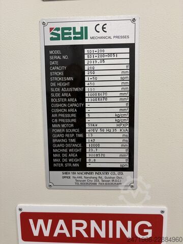 Ekscentarska presa Seyi SD1-200