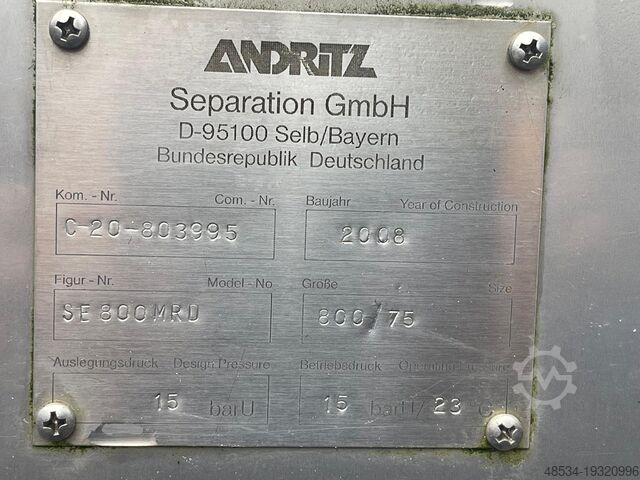 Kamerfilterpers Andritz Membranfilterpresse 800