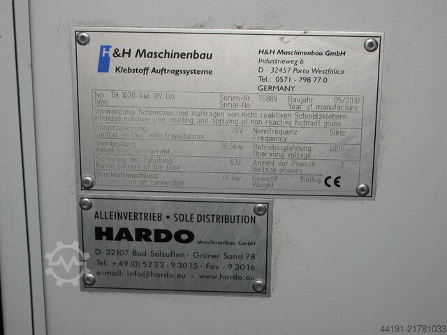 Limappliceringsmaskin Hardo TH 1.020-V46 BV DA Hardo TH 1.020-V46 BV DA