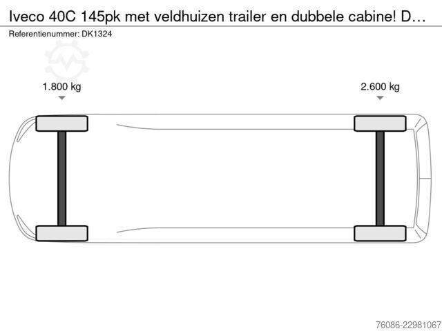  Iveco 40C 145pk met veldhuizen trailer en dubbele cab...