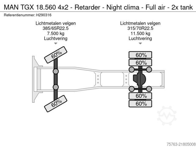 Standaard-SZM MAN TGX 18.560 4x2 - Retarder - Night clima - Full ...