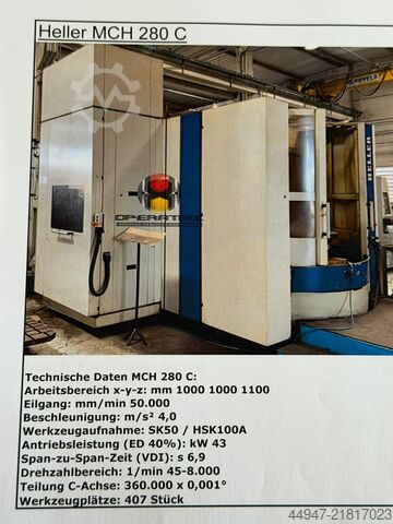 5-axis horizontal machining center HELLER MCH 280 C