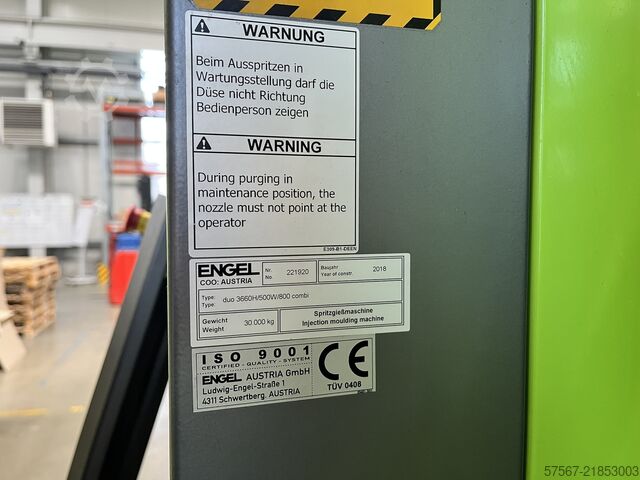 μηχανή χύτευσης με έγχυση ENGEL duo 3660 H/500W/800 combi