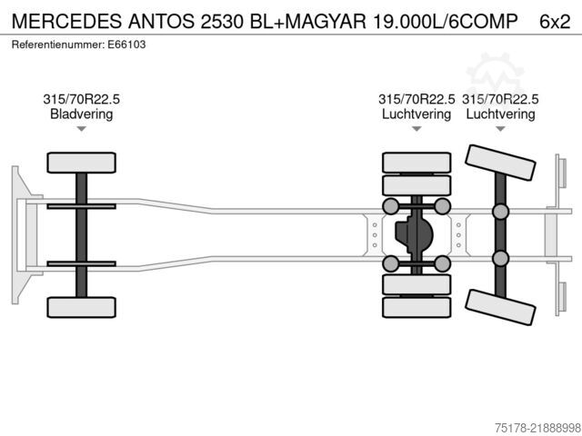 Ciężarówka cysterna Mercedes-Benz ANTOS 2530 BL+MAGYAR 19.000L/6COMP