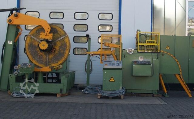 Baanlijn, afwikkelhaspel en richtmachine, haspel voor coilmateriaal, plaatrichtmachine, bandrichtmac HMS 450 x 6