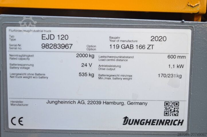 Στοίβαξη παλετών Jungheinrich EJD 120