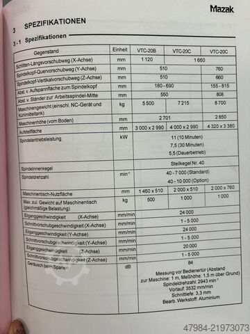 Vertikales Bearbeitungszentrum MAZAK VTC-20 B