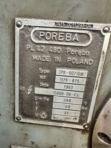 Center lathe POREBA TPK 80 x 10.000