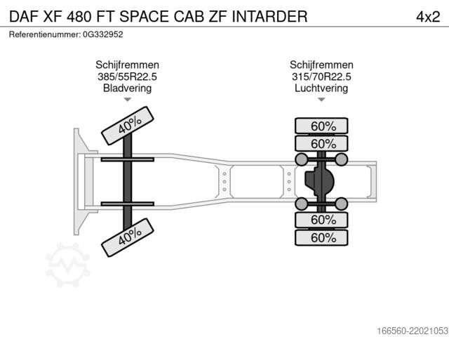 Τυποποιημένος ελκυστήρας DAF XF 480 FT SPACE CAB ZF INTARDER