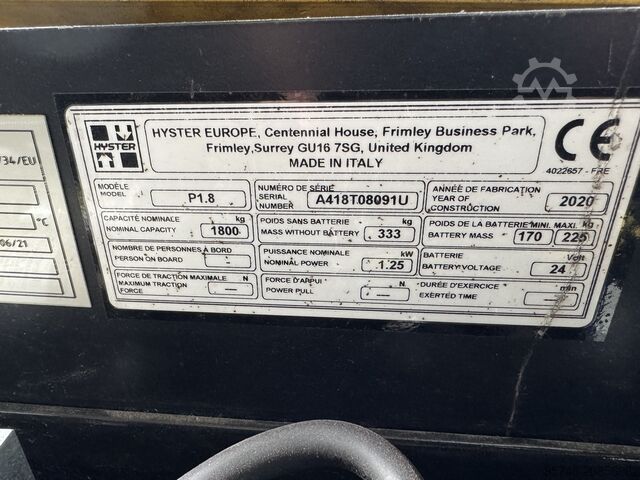 P 1.8 - DEMO !! Atex Miretti EX 2G / Zone 1 !! RAVAS !! HYSTER P 1.8 - DEMO !! Atex Miretti EX 2G / Zone 1 !! RAVAS !!