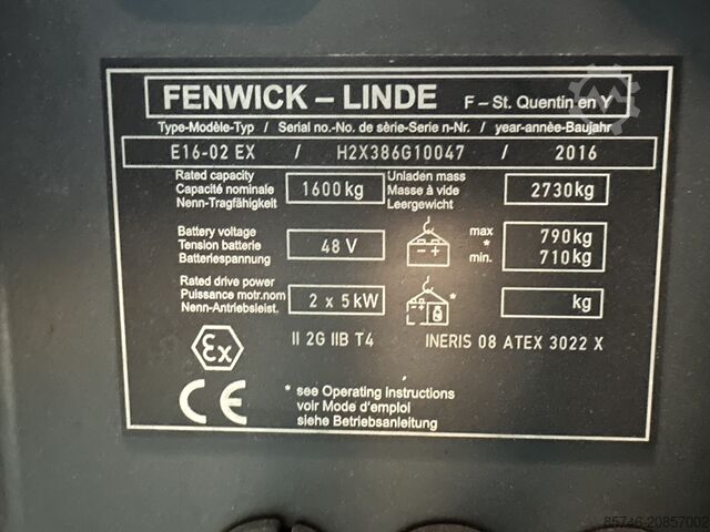 E 16 - 386 / 02 Evo - Atex Proplan EX 2G / Zone 1 * Triplex FFL !! NEW battery !! LINDE E 16 - 386 / 02 Evo - Atex Proplan EX 2G / Zone 1 * Triplex FFL !! NEW battery !!