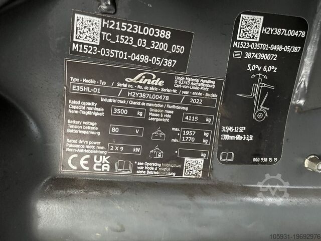 Elektrisk 4 -hjulet gaffeltruck Linde E35HL-01