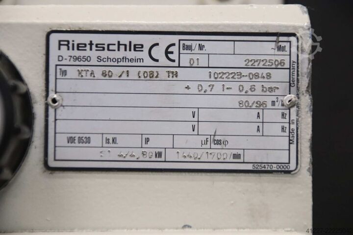 Αντλία κενού 4 kW 80 m³/h Rietschle KTA 80/1