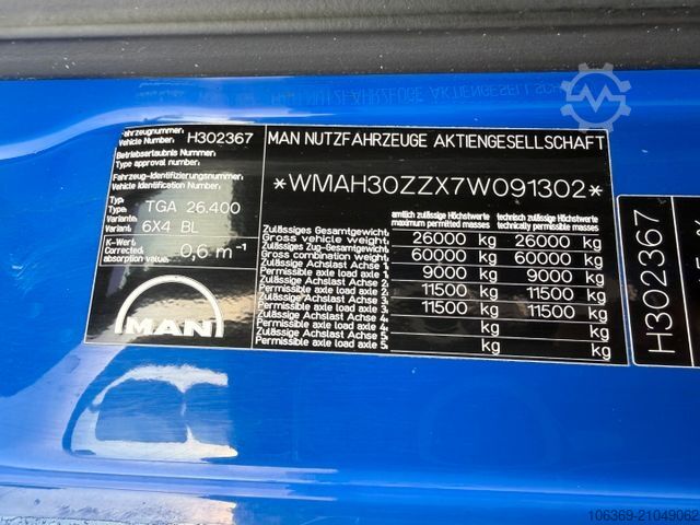 Vakuumtanktankvogn MAN TGA 26.400 6x4 MORO 13.700 l. ADR Edelstahl