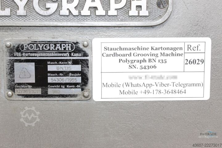 Stauchmaschine - Cardboard Grooving Polygraph BN 135