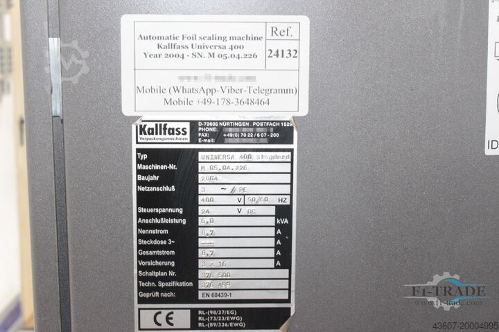 Automatyczna maszyna do zgrzewania folii Kallfass Universa 400 - Mini 400