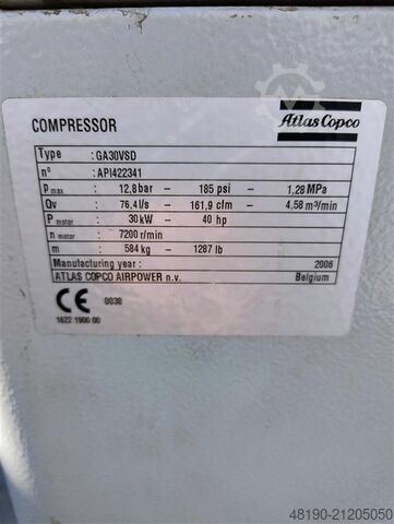 Vidalı kompresör S015256 Atlas Copco GA30VSDFF