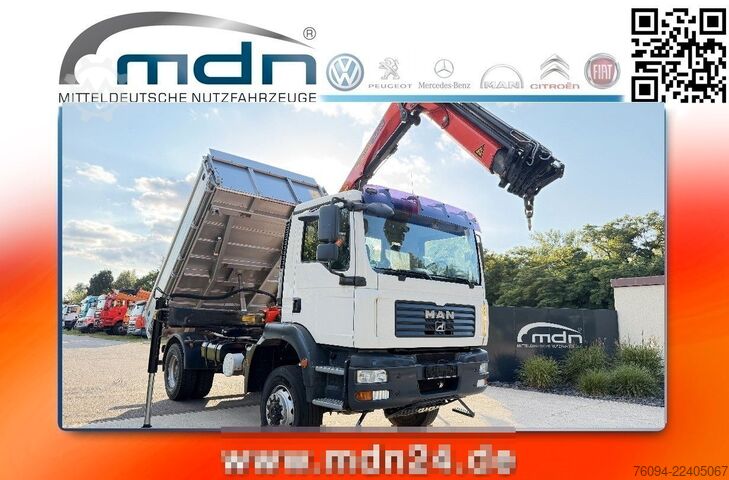 Háromirányú billenő teherautó MAN TGM 18.330 4x4 Kipper KRAN 17m FUNK AHK