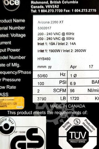 Digitális nyomdagép OCE Arizona 2260XT