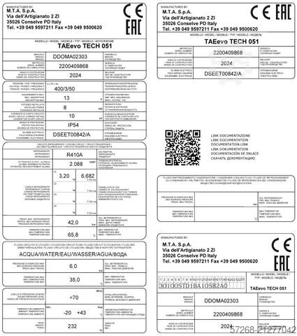 Chiller, water chiller; cooler Kühlmaschinen, MTA S.p.A. TAEevo Tech 051 P3-20 – 13,4 kW