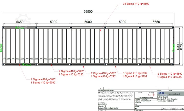 200 m² Lagerbühne Nedcon 29,5 m x 6,7 m Nedcon Lagerbühne