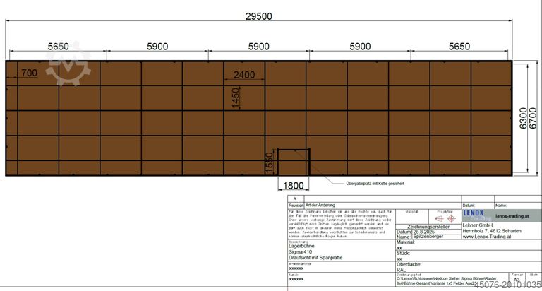 200 m² Lagerbühne Nedcon 29,5 m x 6,7 m Nedcon Lagerbühne