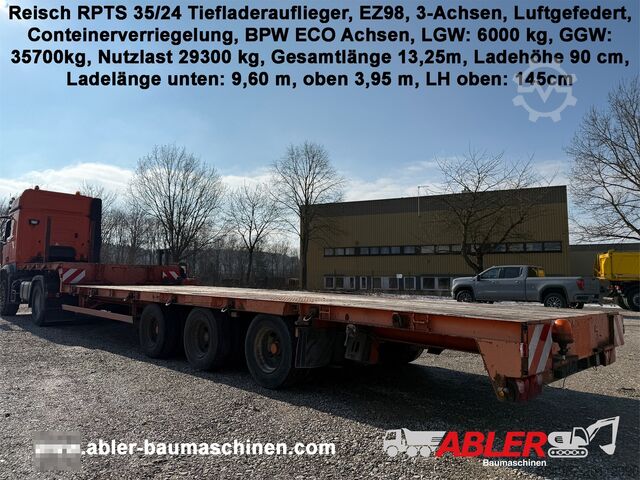 Low loader semi-trailer Reisch RPTS 35/24 Tiefladerauflieger Container