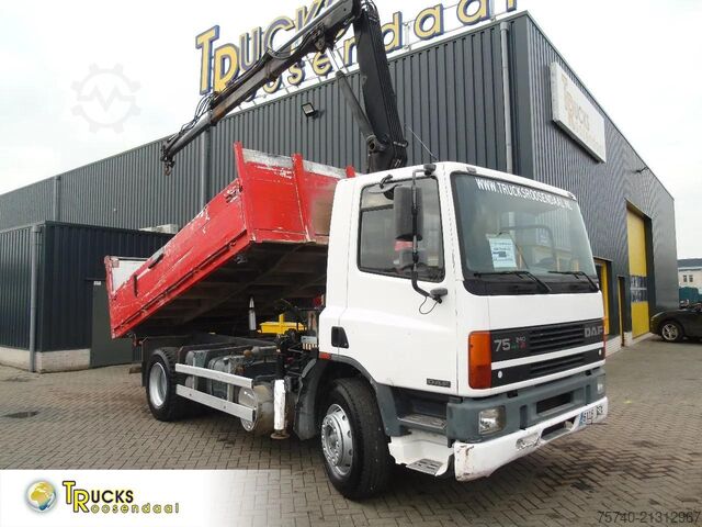 Kraanwagen DAF CF 75.240 ATI + EURO 2 + HIAB 090 + 3SIDE TIPPER