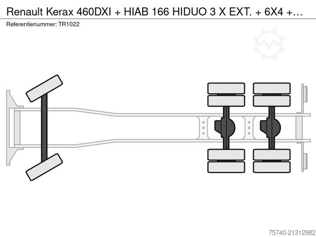 Kranbil Renault Kerax 460DXI + HIAB 166 HIDUO 3 X EXT. + 6X4 + ...