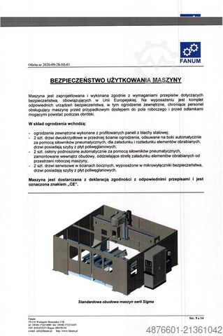 5-αξονικό CNC κέντρο κατεργασίας FANUM SIGMA 5-OSIOWA OBRABIARKA CNC