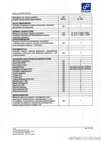 5-αξονικό CNC κέντρο κατεργασίας FANUM SIGMA 5-OSIOWA OBRABIARKA CNC