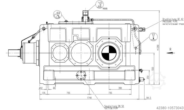 Industriegetriebe Kegelstirnradgetriebe Flender Siemens 800kW B3SH (17)