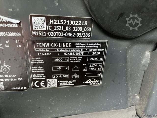 Electric 3-wheel forklift Linde E16H-02