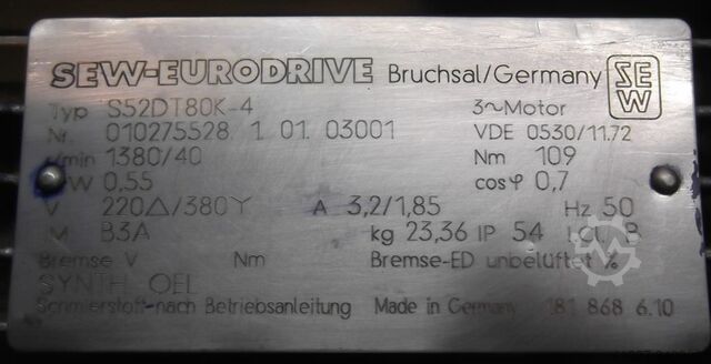 Elektromotor 0,55 kW 1380 Rpm SEW-EURODRIVE S52DT80K-4