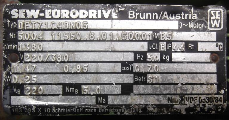 Moteur électrique 0,25 kW 1380 tr/min SEW-EURODRIVE DFT71C4BN05