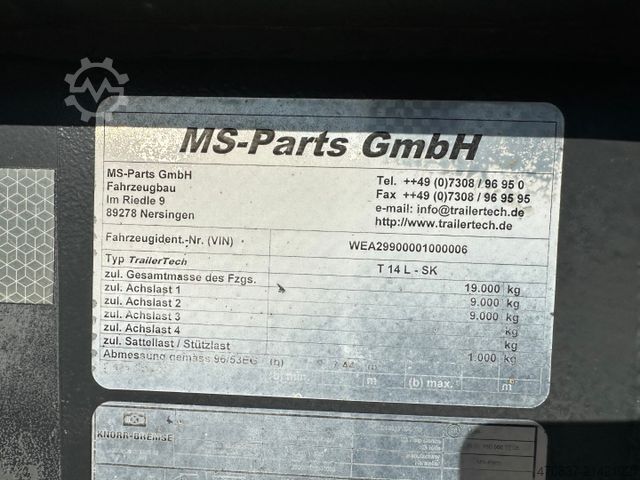 Görgős pótkocsi  Trailer Tech T14 / Silosteller / Liftachse