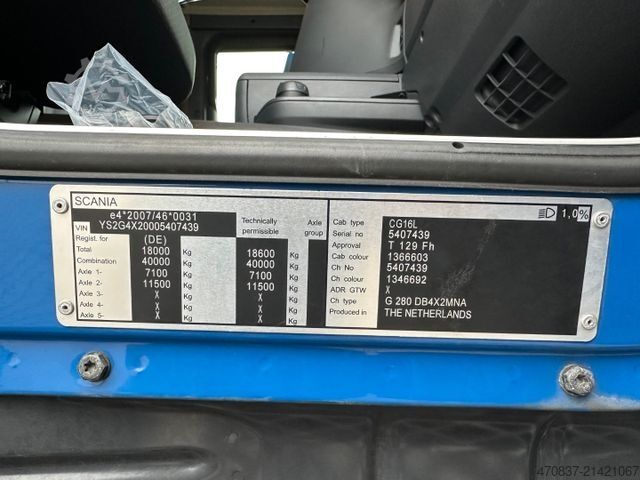 Kamion sa ravnom platformom i ceradom SCANIA G 280 / LBW / Pritsche 7,3 m / 1 x Liege