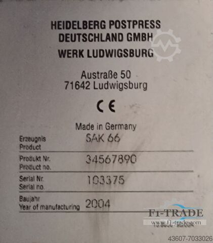 Livrarea fluxului Heidelberg SAK 66