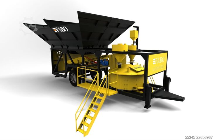 Stație mobilă de dozare a betonului FABO Mobile Concrete Batching Plant 30 m3/h Mobile Concrete Batching Plant
