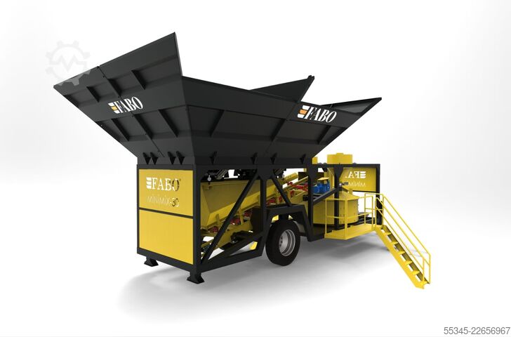 Stație mobilă de dozare a betonului FABO Mobile Concrete Batching Plant 30 m3/h Mobile Concrete Batching Plant